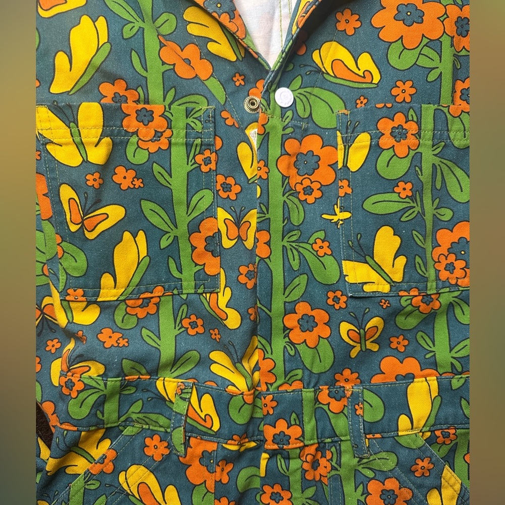 🦋Big Bud Press🦋 Everyday Long Sleeve Jumpsuit in 70s Floral Butterfly - S - RARE - Picture 5 of 16